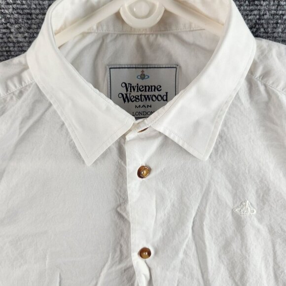 Vivienne Westwood Button Up Shirt White Long Sleeve Size 46 Cotton Chest Logo